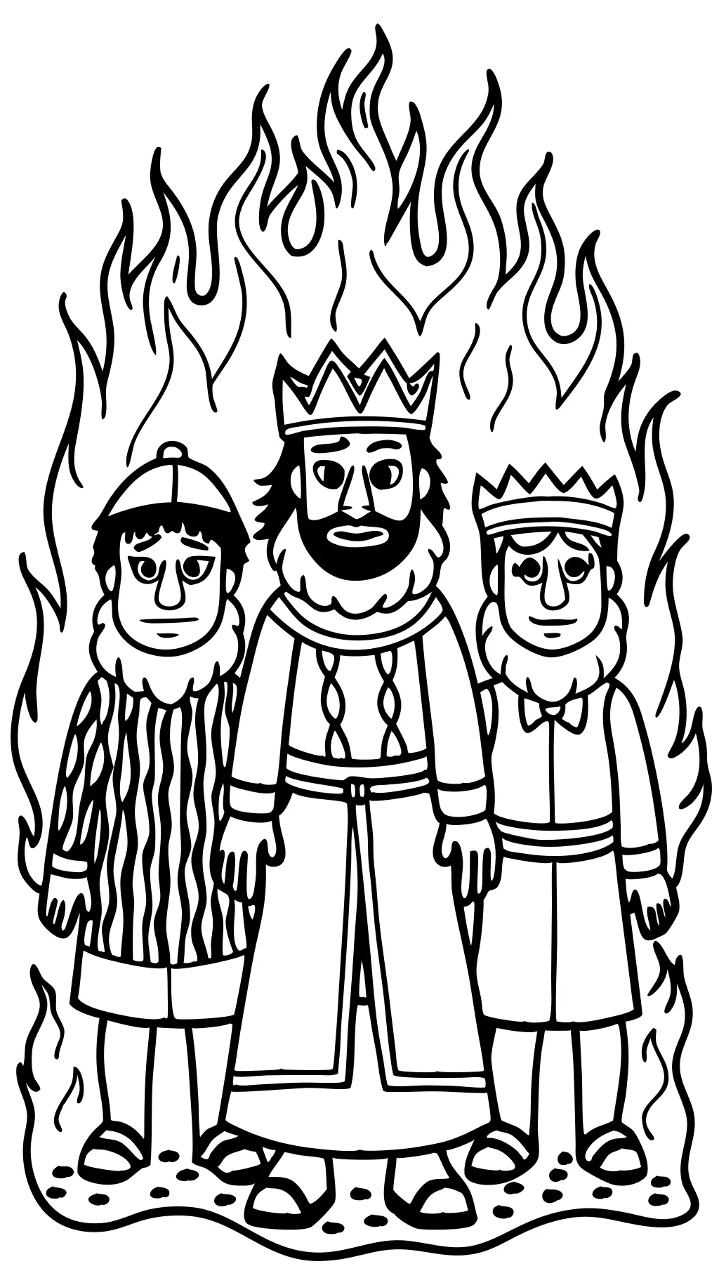 Página para colorear de Shadrach Meshach y Abednego